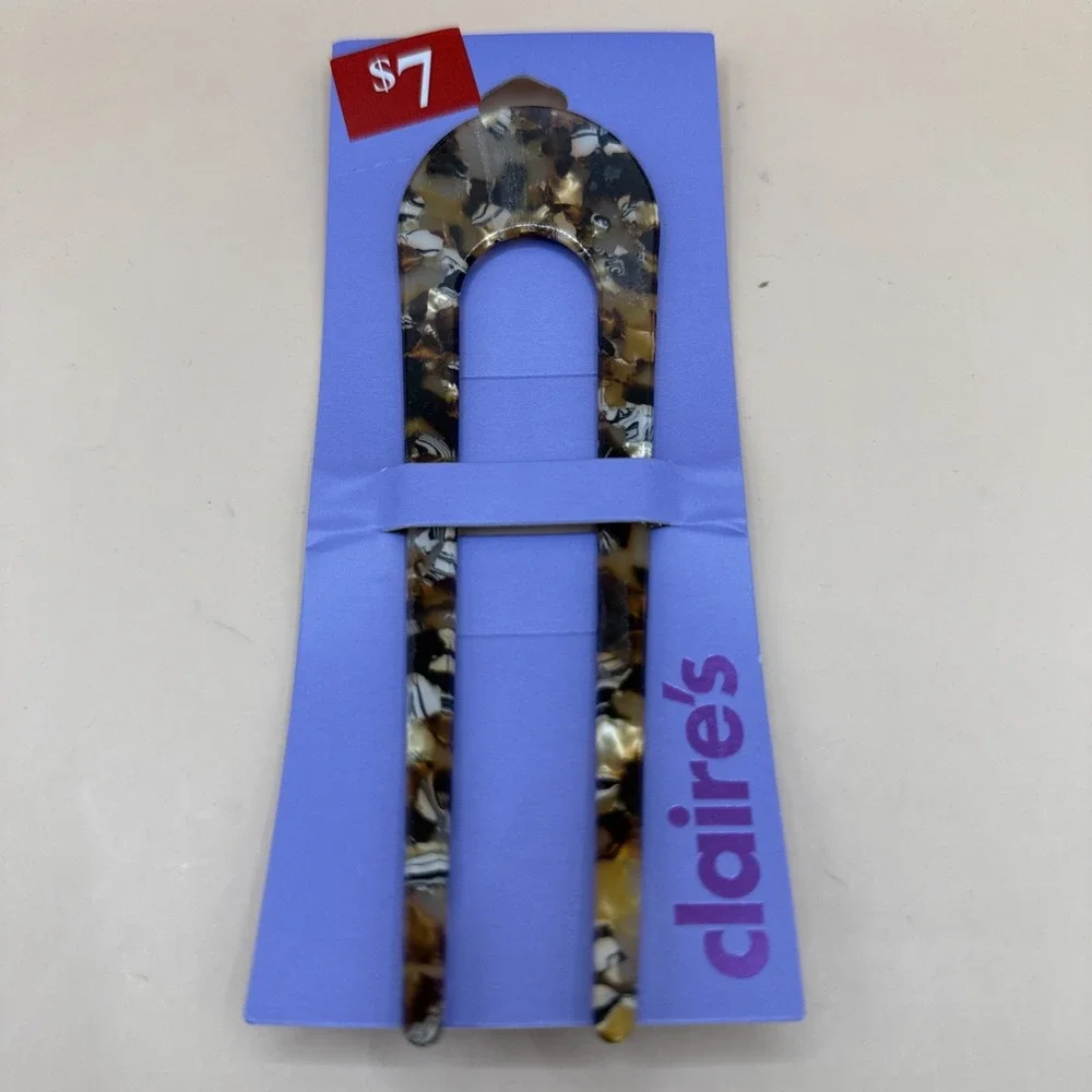Claire's Brown Tortoise Shell Hair Clip Pin U-shaped Pic